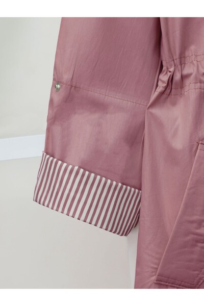 Modamorfo Τούνελ με κορδόνια, επάνω τσέπη, λεπτομέρειες χωρίς φόδρα, πλενόμενο οργανικό βαμβάκι trenchcoat - Ροζ