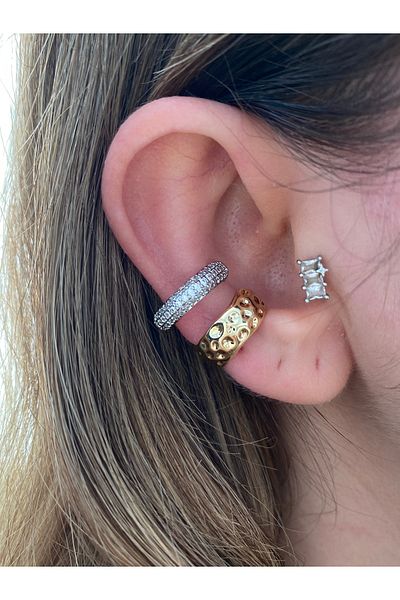 Pinery Jewels 2 Row Multicolor Zircon Stone Women's Earcuff Cartilage Earrings