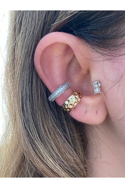 Pinery Jewels 2 Row Multicolor Zircon Stone Women's Earcuff Cartilage Earrings