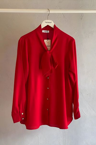 Hanezza Plus Size Jesica Tie Collar Shirt