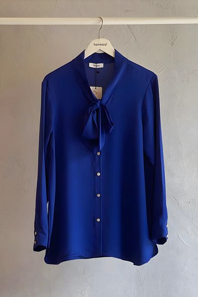 Hanezza Plus Size Jesica Tie Collar Shirt