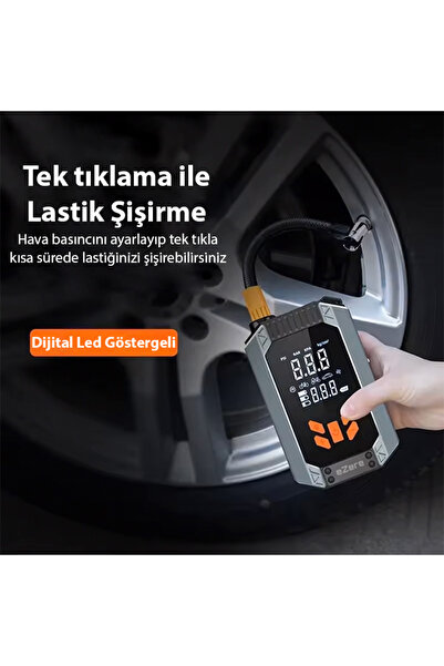 EZERE ST-9632D 4in1 Güçlü 150 PSI Hava Kompresörü, Akü Takviye & Powerbank Dijital Lastik Şişirme Pompa