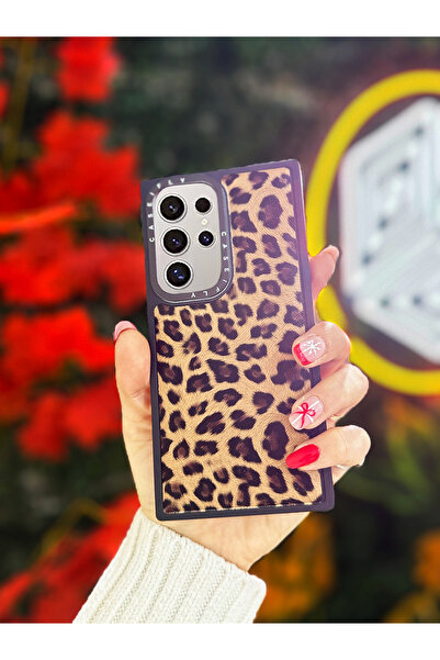 OSG Samsung S23 Ultra Uyumlu Kılıf Leopar Desenli Kabartmalı Desenli Darbe Em...