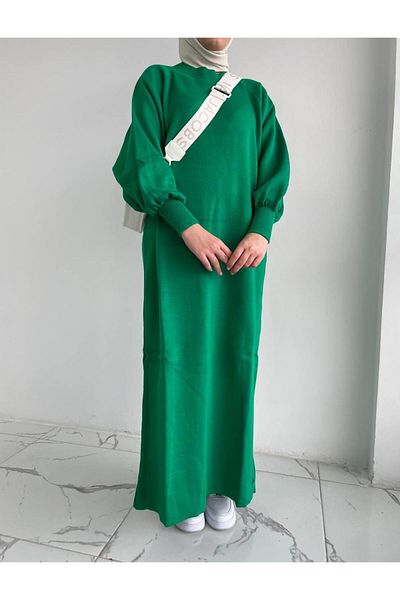 MELEK ARAZ Green Steel Knitted Dress