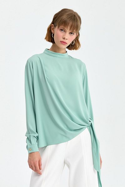 Nihan Mint Wrap Tie Blouse