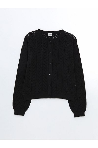LC Waikiki Cardigan tricotaj pentru fete ajurat cu gâtul turn pentru copii LCW
