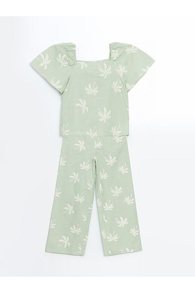 LC Waikiki Lcw Square Neck Girl's Blouse and Trousers New Season