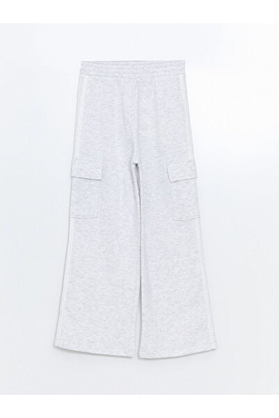 LC Waikiki Gray Elastic Waist Girls' Thick Cargo Sweatpants
