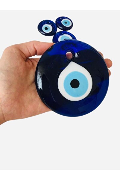 312 KONSEPT خرزة عين الشر الزجاجية المثقبة مقاس 7 سم - صناعة يدوية، زخرفة شجر...