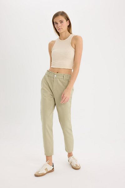 DeFacto Paperbag Gabardine Pants Standard Leg Pocket S2790Az25Sp