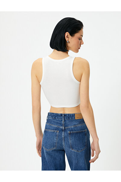 Koton Halter Neck Crop Tank Top - Ribbed Sleeveless