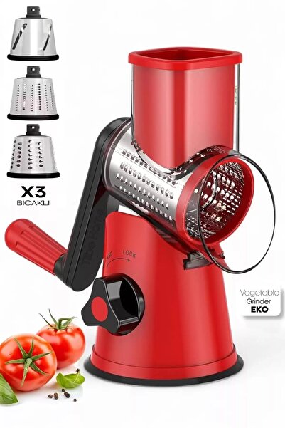 Berdina Home 3 Bıçaklı Kollu Sebze Doğrayıcı Dilimleyici Mutfak Tambur Peynir Fındık Ceviz Öğütücü Rende Seti