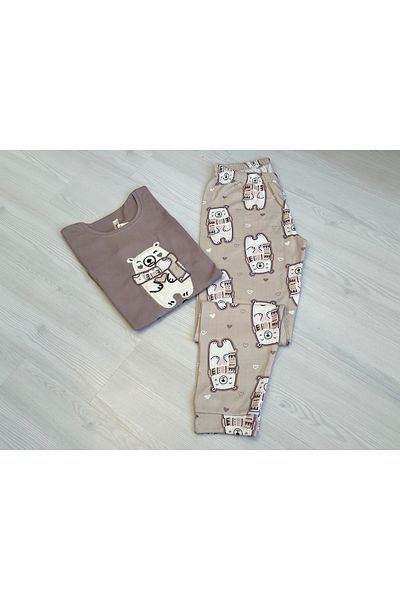 Pijamoni Γυναικείο Σετ Πιτζάμες Θερμικό Χοντρό Βαμβακερό Σετ