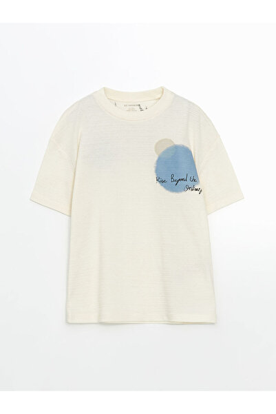 LC Waikiki Lcw Детска момчешка тениска с щампа с кръгло деколте