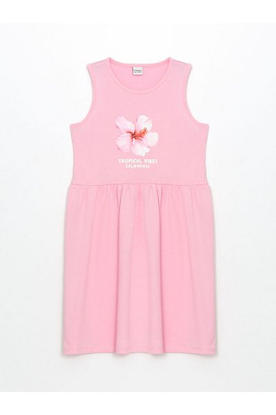 LC Waikiki White Crew Neck Striped Girl's Dress