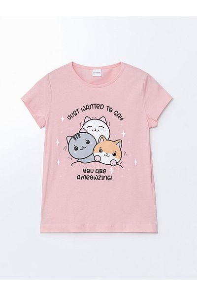 LC Waikiki LCW Kids Crew Neck Κοστούμι πιτζάμες για κορίτσια