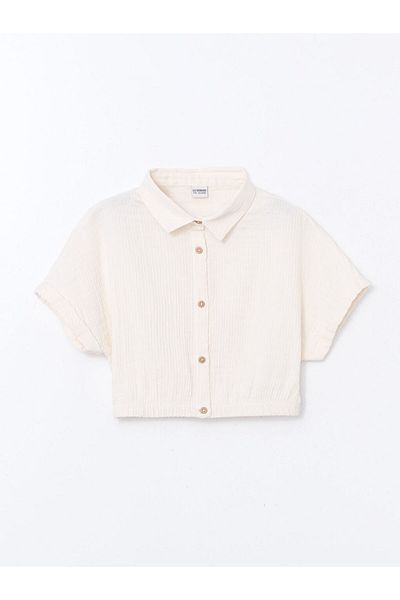 LC Waikiki New Season Textured Girl's Crop Shirt - S5Bj88Z4