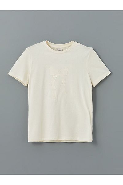 LC Waikiki LCW Kids Crew Neck Φιόγκο Κέντημα για κορίτσια T-shirt