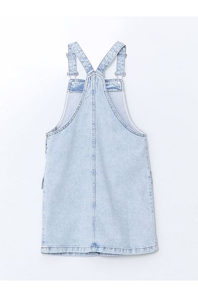 LC Waikiki Rochie LCW Kids Guler Patrat Femei Copii Jean Salopet