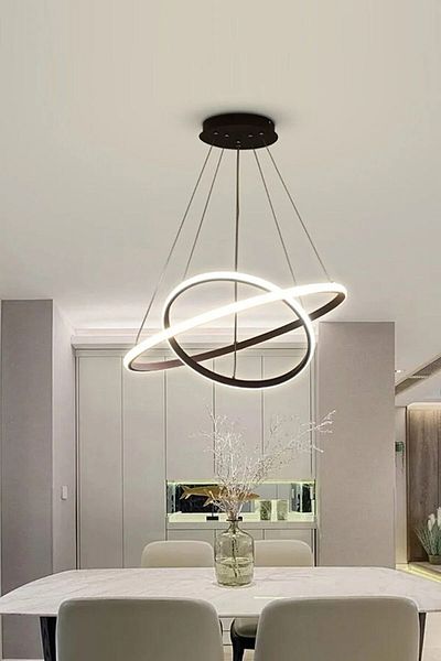 LEGACY Modern Design Black and White Led 2-Piece Chandelier - Bedroom Living Room Children's Room Kitchen