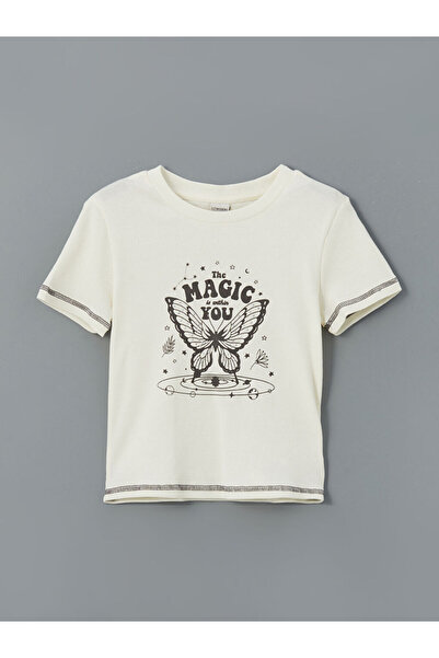 LC Waikiki Tricou pentru copii Ecru Bis guler rotund z DE LA GÜLİS GİYİM