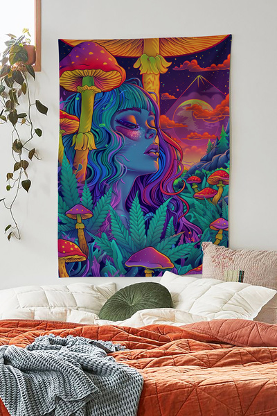 ALAMODECOR Изкуствен интелект Психеделична гъбена глава Модел на момиче Стенн...