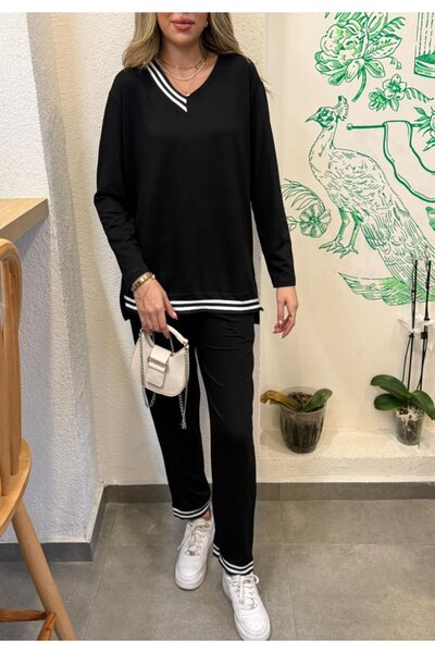 modaserdem Kadın Yeni Sezon Uzun Kollu Ribana Detay Ikili Takım