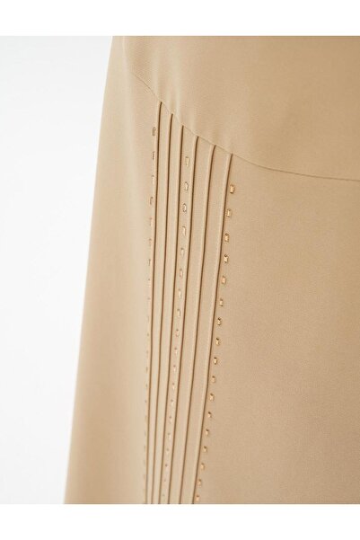 Vivencia Beige Colored Bell Skirt with Elastic Waist