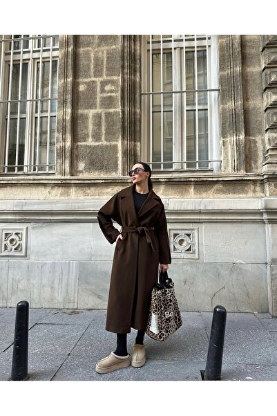 Hotfashion Acı Kahve Kaşe Yünlü Kaban