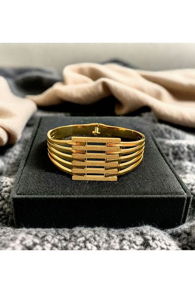 MR Steel 5-Piece Wide Glitter Rib Clamp Bracelet