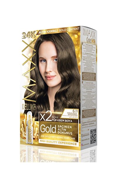 MAXX DELUXE Golden 6.11 Yoğun Koyu Küllü Kumral 24k Altın Içerikli Saç Boyası