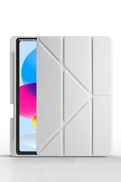 TEKNETSTORE Ipad A16 (11.NESİL) 2025 10. Nesil 10.9 Kılıf Kalem Bölmeli Arkası Silikon Standlı Uyku Modlu Kapak