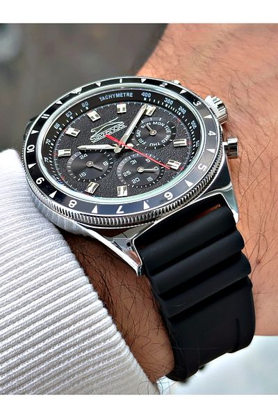 Slazenger 5 ATM Waterproof Men's Wrist Watch with Silicone Cord - Functions Active