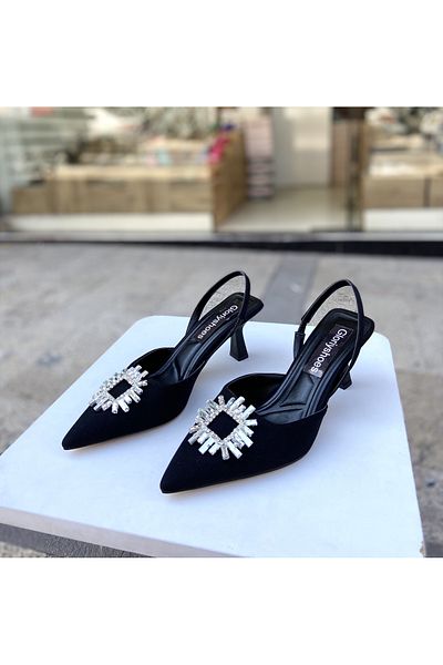 Gloriys Ayakkabı & Çanta Pietre din satin negru Tocuri inalte de 5 cm 0480