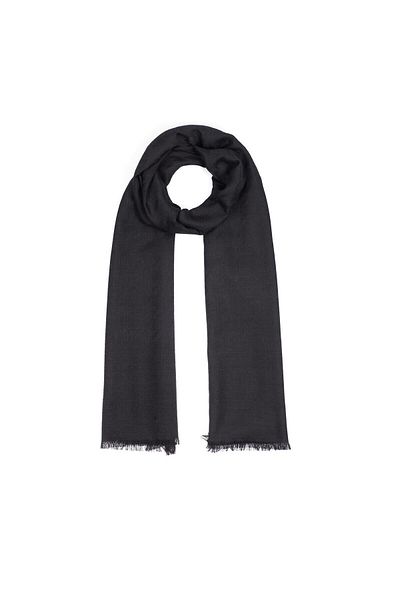 ipekevi Black Crow's Feet Patterned Wool Silk Shawl