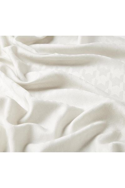 ipekevi Silver Houndstooth Patterned Wool Silk Shawl
