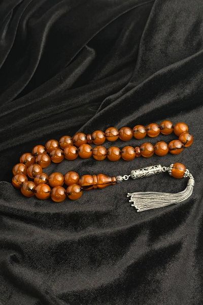 dergah tesbih Wind Rose Moire Hawk Network Series - Clamping Amber Silver Cevşen Design