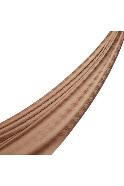 ipekevi Kaz Ayağı Desenli Yün İpek Şal 05677 Vizon