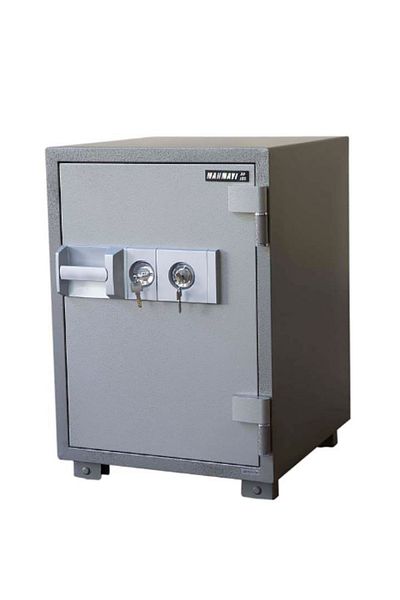 Mahmayi Secure 105 Fire Safe With 2 Key Locks And Shelves Compartment Fireproof, Heavy duty Box - (Grey)