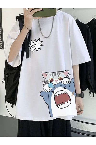 Touz Moda Το μπλουζάκι Unisex Oversize Shark & Cat