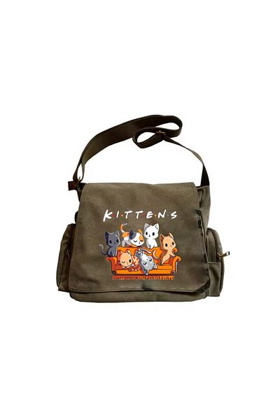 DEEFWEAR Τυπωμένη τσάντα Messenger/ Σχολική τσάντα/ Τσάντα υπολογιστή με ζώνη και τσέπες με φερμουάρ