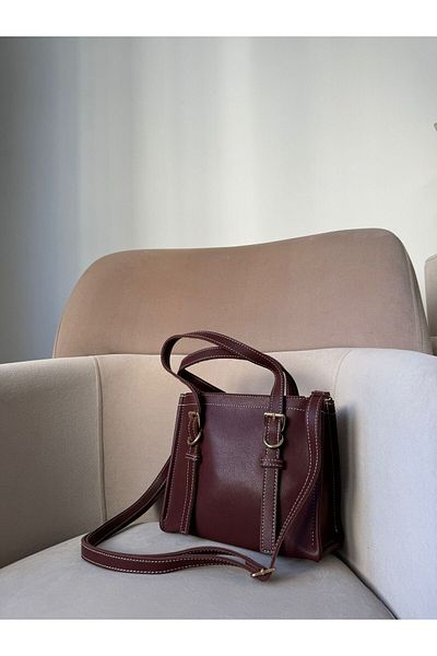 Moda Sekiz Geantă de mână și de umăr pentru femei, roșu Claret, cu închidere cu fermoar