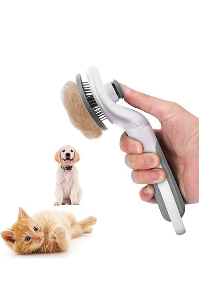 T4R1K INTERNATIONAL Pet Brush with Automatic Cleaning Button Cat Dog Hair Collector Comb