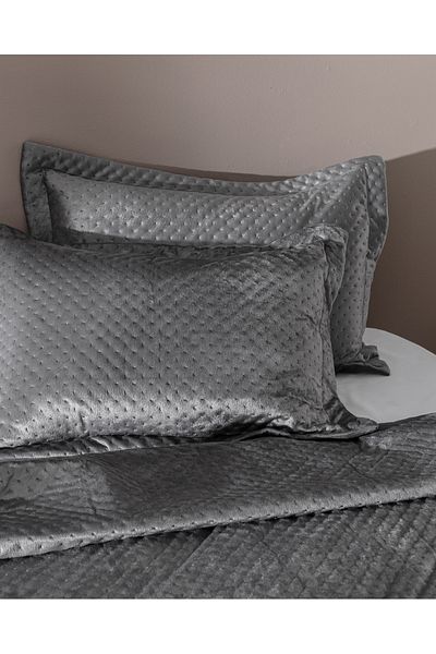 Madame Coco Boulogne Anthracite Velvet Bedspread - Double