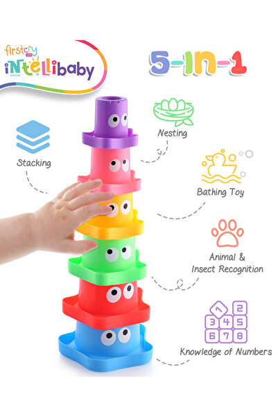 IntelliBaby أكواب تكديس 5 في 1 على شكل نجمة متعددة الألوان من IntelliBaby، مل...