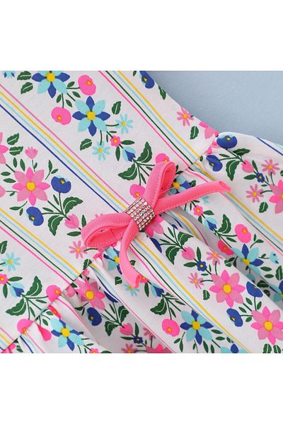 WANEX 40992 Model Flower Patterned Short Sleeve Dress for Girls