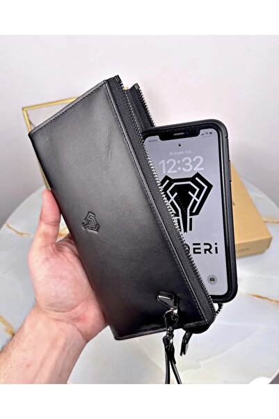 Fil Deri Black Elite Bag with Phone Compartment - 2089 Model