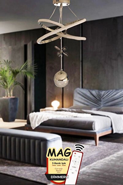 NZL Lighting Clasy Model Gold Kumandalı 3 Renk Modern Ledli Sarkıt Avize ve O...