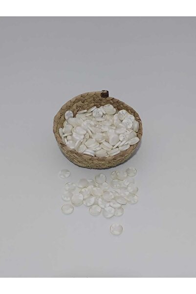 Tasarım زر بوليستر منقوش بلون كريمي قطر 2 سم 20 قطعة.