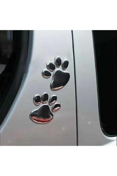 aysequlce Silver Color Paw Sticker for Car and Vehicle - Ornament and Decor